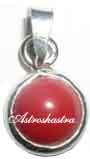3.15 ratti round Red Coral in Silver Pendant