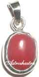 Oval Red Coral in Silver Pendant (6 ratti approx.)